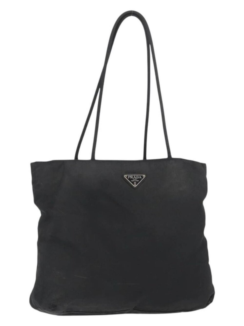 PRADA Hand Bag Nylon Black Silver Auth bs33448